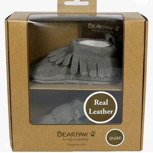 BearPaw Leather Baby Moccasins in Grey